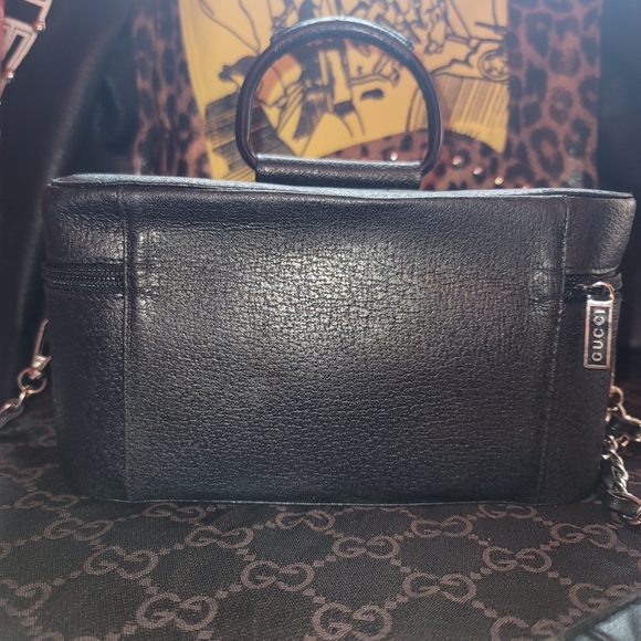 Gucci Cat Pebbled Leather Black Vanity Case Toiletry Case 2way Shoulder Bag - Picture 15 of 16